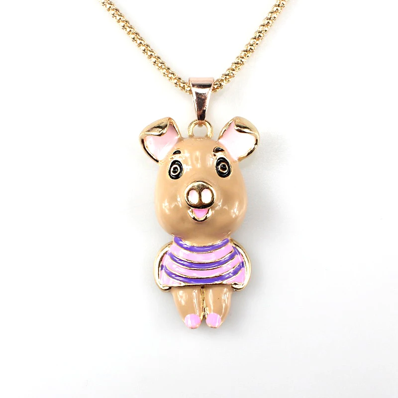 Простой новейший популярный мультяшный кулон с милым животным поросенком