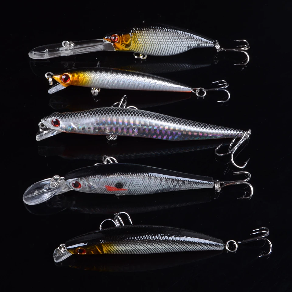 5 смешанные рыболовные приманки Minnow воблеры на окуня Baits из высокоуглеродистой