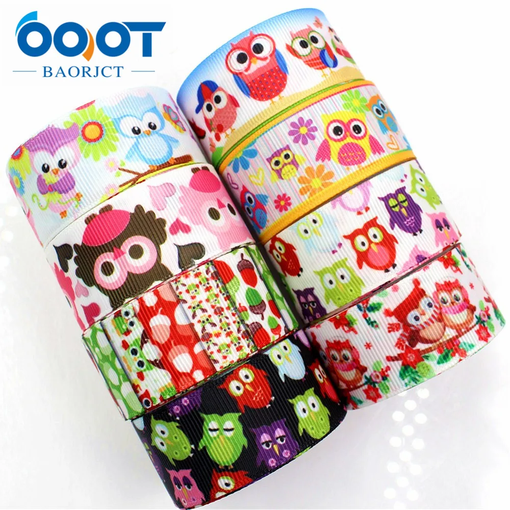 

175253,25MM cartoon owl Printed grosgrain ribbon,garment accessories hair accessories material, DIY Handmade decoration wrapping