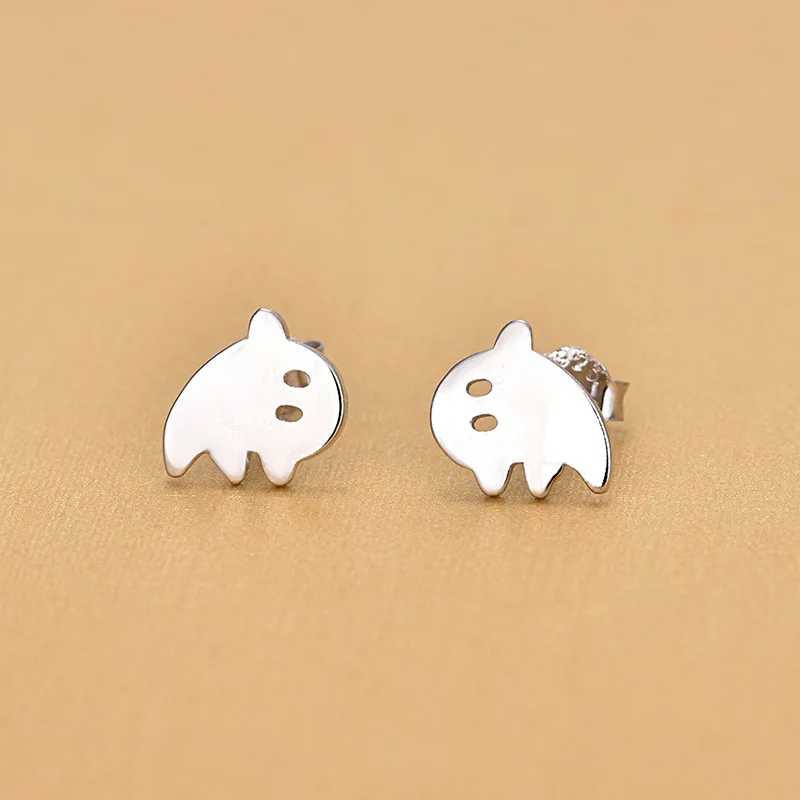 

New Creation Silver Color Ghost Face Stud Earrings Brincos For Boutique Fashion Jewelry Women Gifts