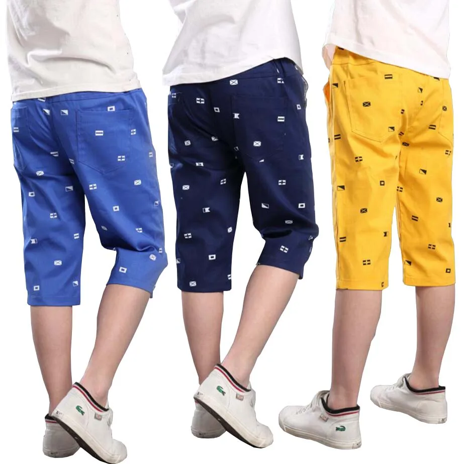 

Kids pants Boys summer cotton short pants 3-13T children Knee length beach pants teenage comfortable casual trousers kids short