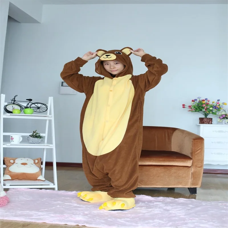 Kigurumi Onesie Brown Bear Pajamas Sleepsuit Sleepwear Anime Cosplay Costume Unisex Cartoon Pyjamas Piece Halloween |