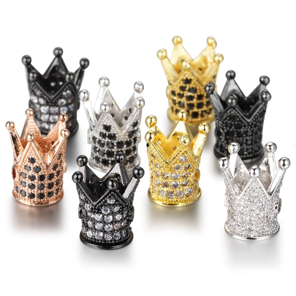 

Micro Inlay Zircon Crown Beads for Jewelry Making DIY Tiara Copper Spacer Beads Fit Men Women Beaded Bracelet Accessories