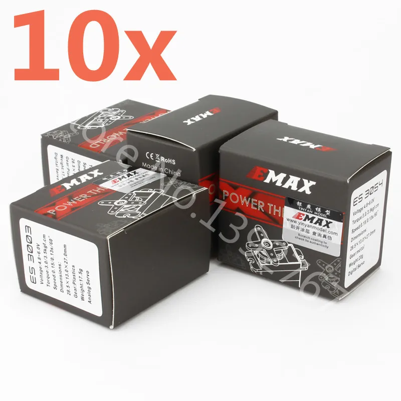 10 шт. оригинальный аналоговый серводвигатель с аксессуарами EMAX ES3003 17g 4 8 ~ 6 0 V 3 0/3 5Kg
