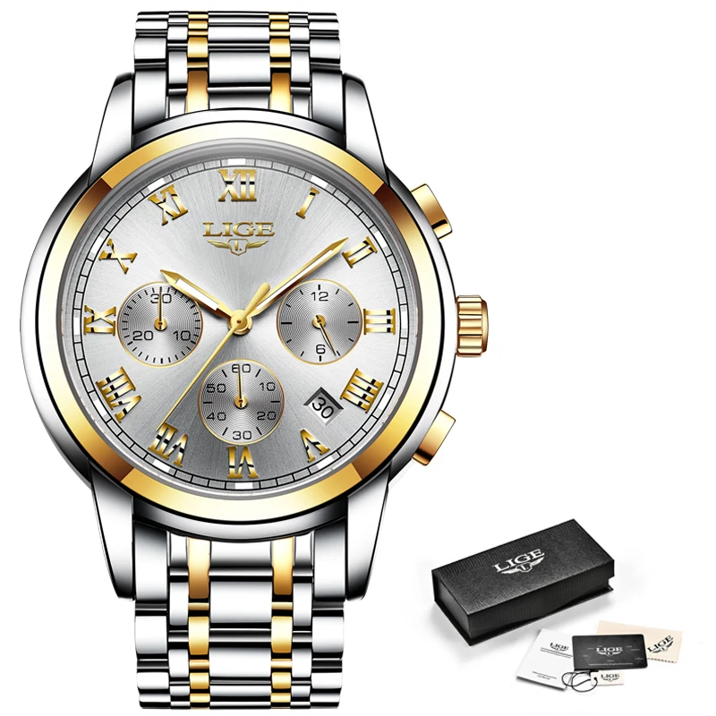 LIGE 2019 Men's Watches Military Luxury Watch Mens Quartz Stainless Steel Clock Fashion Chronograph Man Relogio Masculino | Наручные