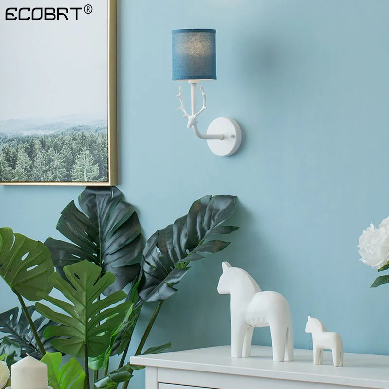 ECOBRT современный светодиодный настенный светильник креативный тканевый абажур