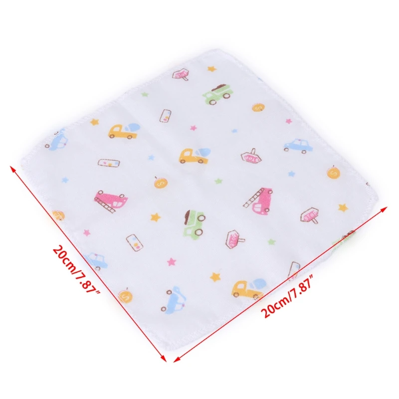 

10Pcs Baby Cartoon Face Handkerchief Double Layer 100% Cotton Gauze Toddler Feeding Square Towels Newborn