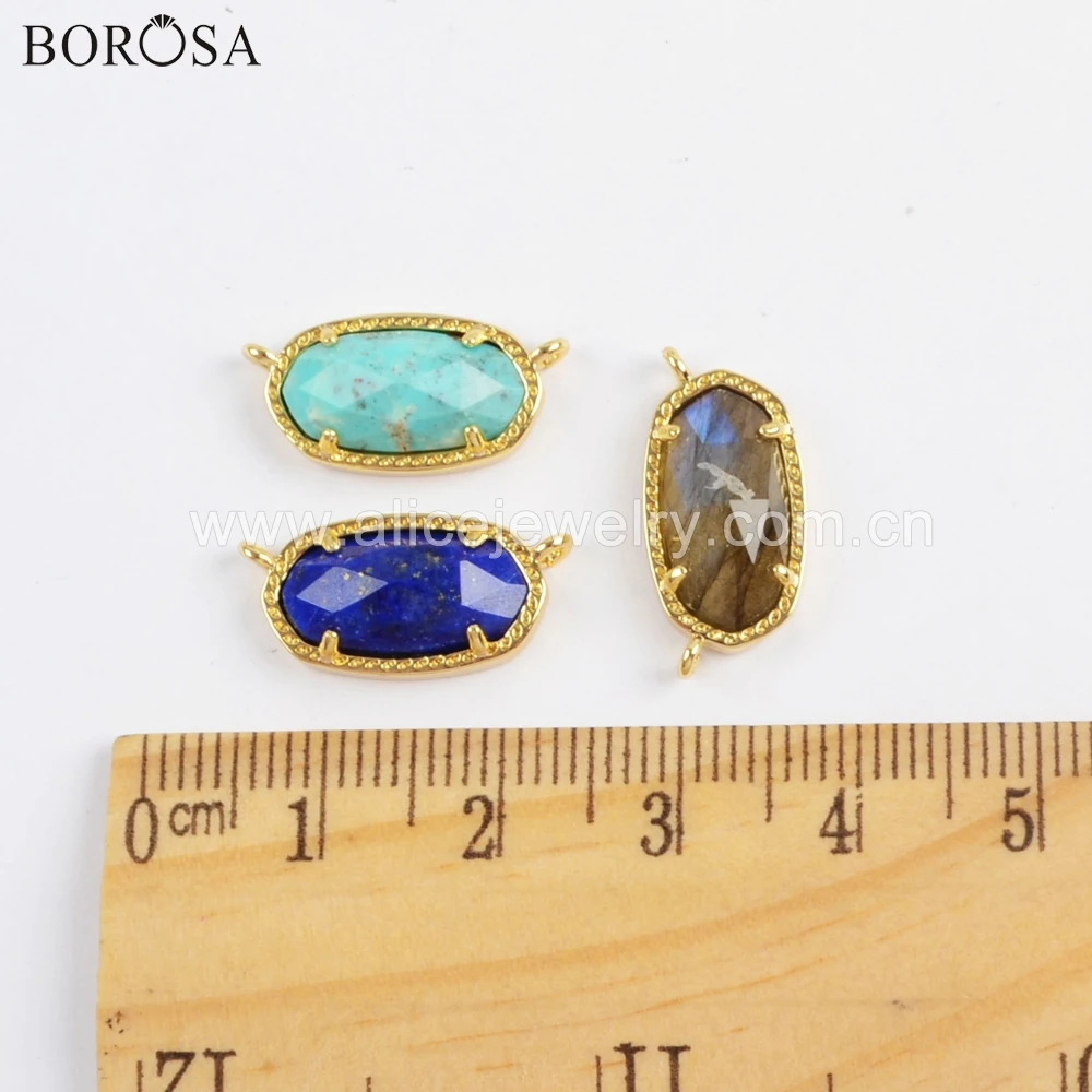 BOROSA 10 шт. золотой ободок шестиугольный граненый многоцветный соединитель камней