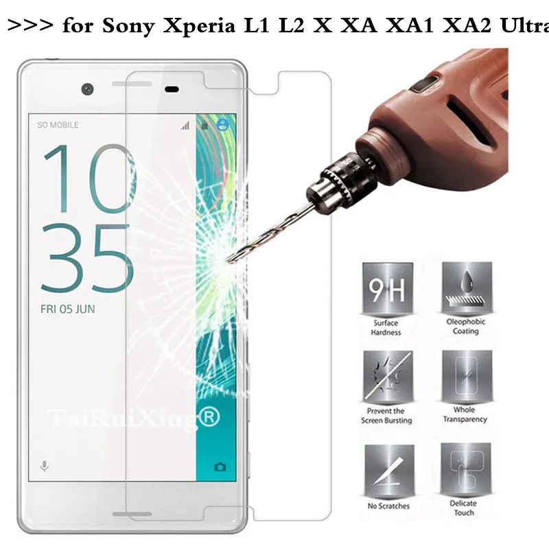 

2.5D 0.26 mm 9H Tempered Glass Screen Protector For Sony Xperia L1 L2 X XA XA1 XA2 Ultra X COMPACT X Performance Protective Film