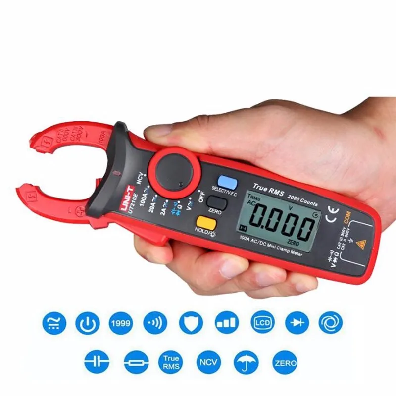 UNI T UT210E TRUE RMS цифровой клещи AC DC мультиметр Авто Диапазон токовые Вольтметр