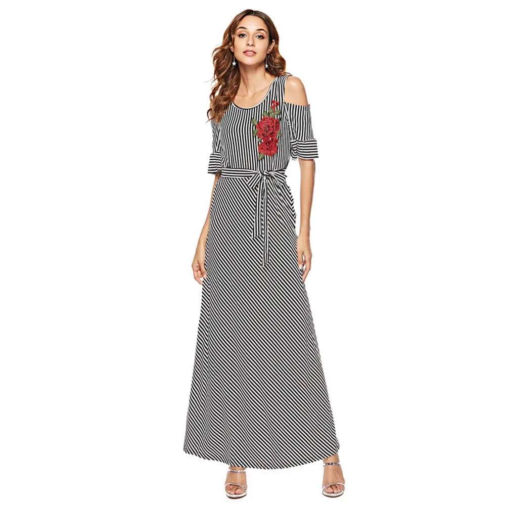 Летнее Повседневное платье с цветочным принтом на талии модные женские платья