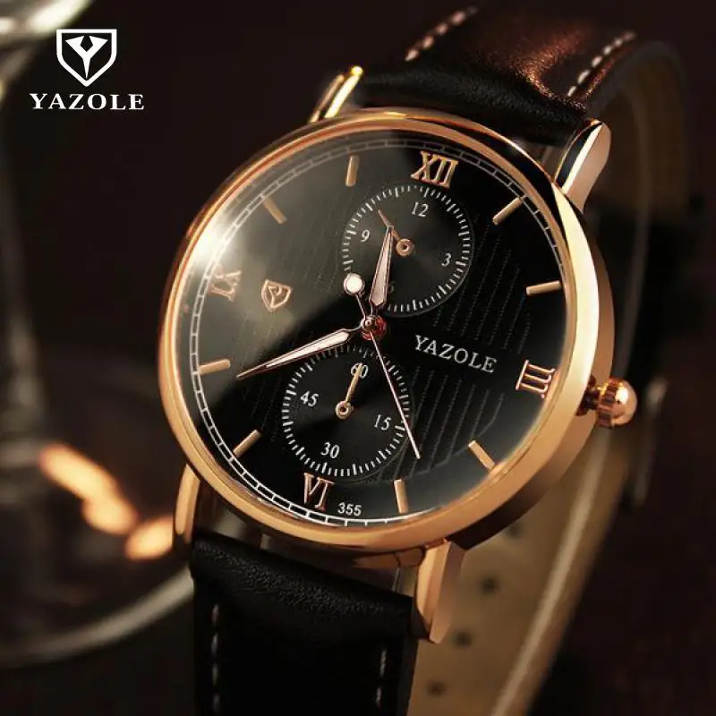 Модные Оригинальные кожаные кварцевые наручные часы YAZOLE в английском стиле с