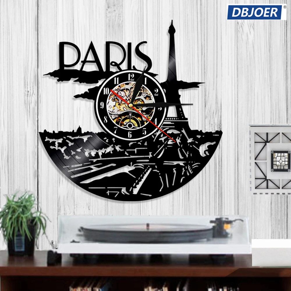 Часы настенные с подсветкой LED и сменой цвета Paris City с дистанционным управлением, современный неоновый фон для стильного интерьера гостиной.