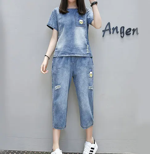 Женский комплект из 2 предметов с модным рисунком повседневные Капри коротким