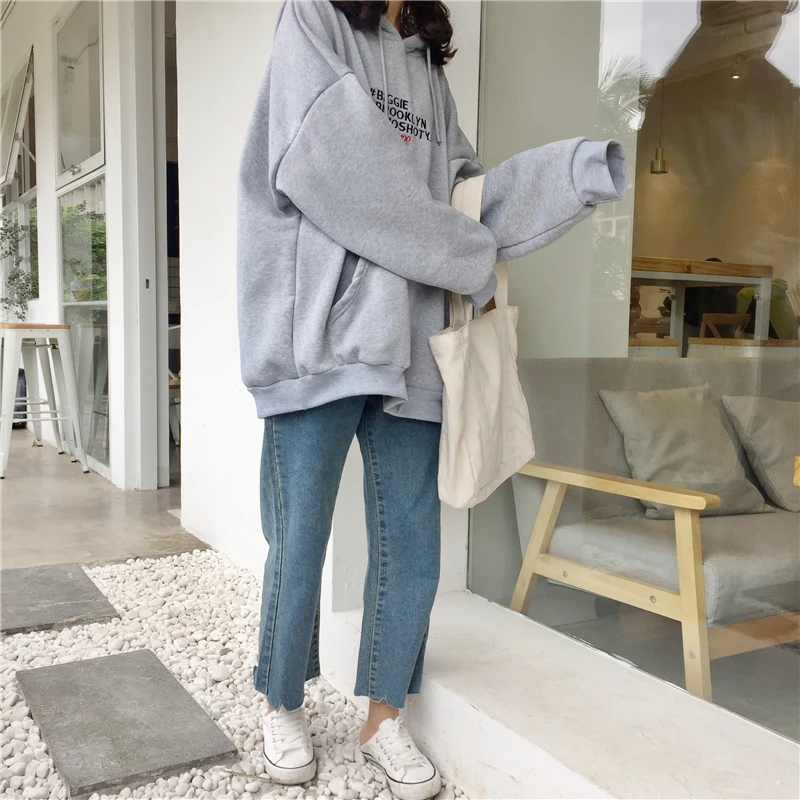 Женские толстовки с капюшоном свитшоты Зимний пуловер плотное свободное женское