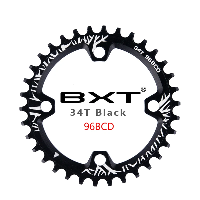 Велосипедная кривошипа 96BCD круглой формы 32 T/34 T/36 T/38 T MTB, велосипедная цепь, велосипедная цепь, круг, Кривошип, одна пластина - Цвет: 96BCD 34T Black