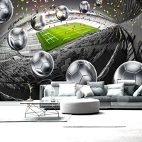modern creative 3d soccer field ball murals wallpaper living room sofa background wall cloth waterproof home decor wall covering