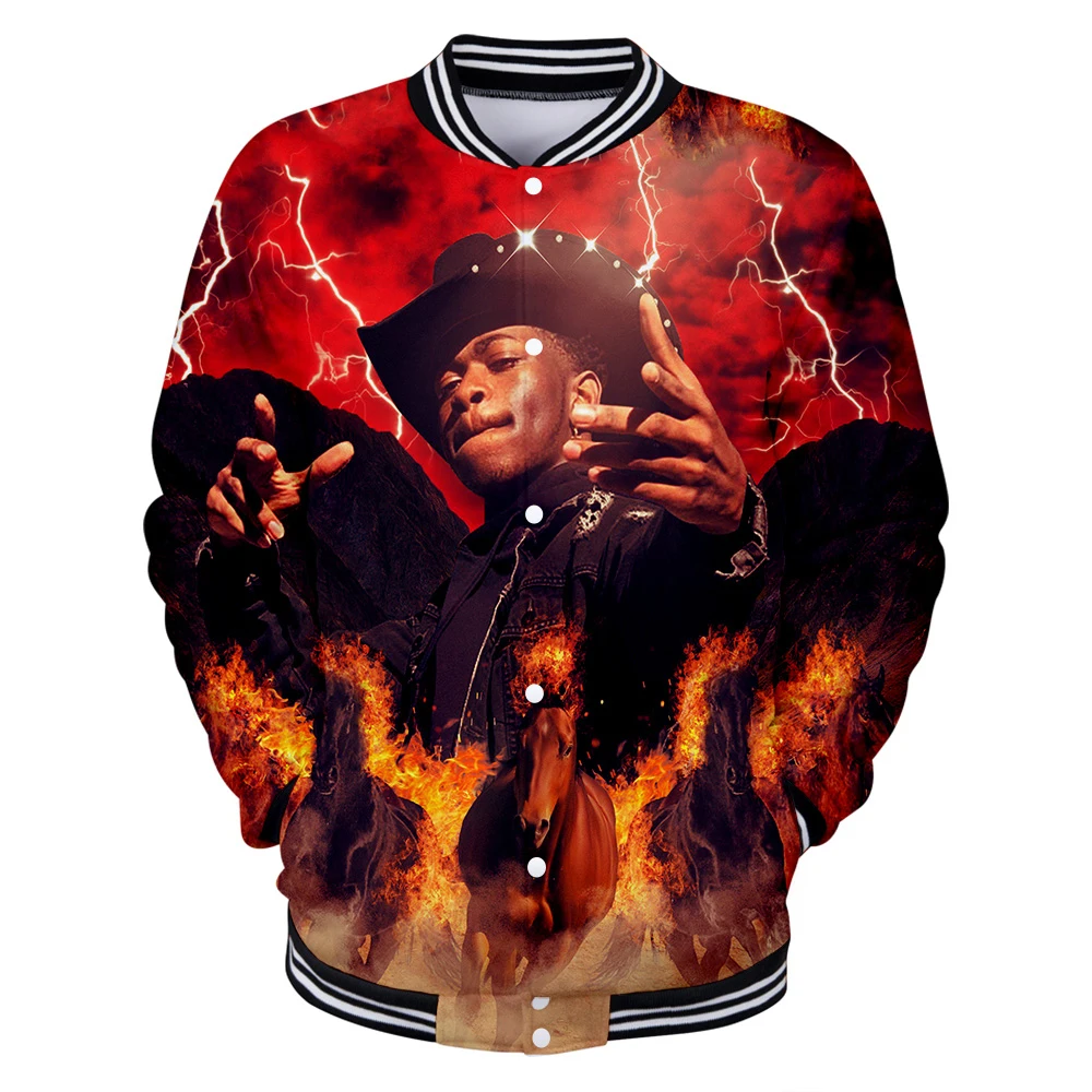 Бейсбольные куртки с 3D принтом Lil Nas X Женская/мужская куртка длинными рукавами