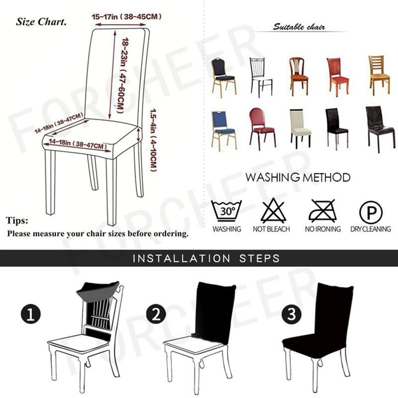 

Forcheer Chair Covers Spandex Universal Dining kitchen Modern Plain Color Slipcover Chair For Hotel Banquet Home