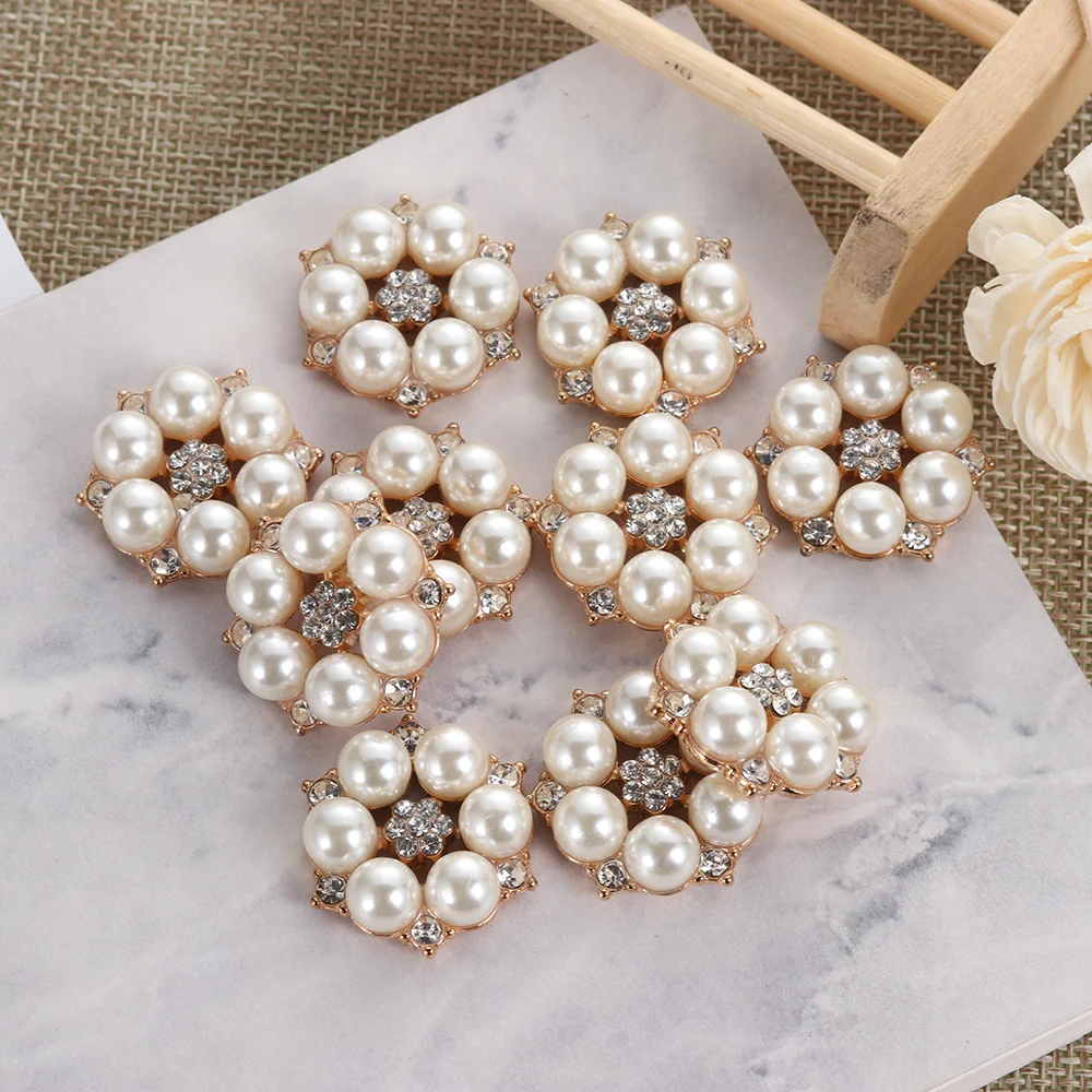 10pcs/set Flower Rhinestones Buttons Pearl button wedding decoration Diy Alloy Diamante Cryustal Bow Sewing Decor Accessories | Дом и сад