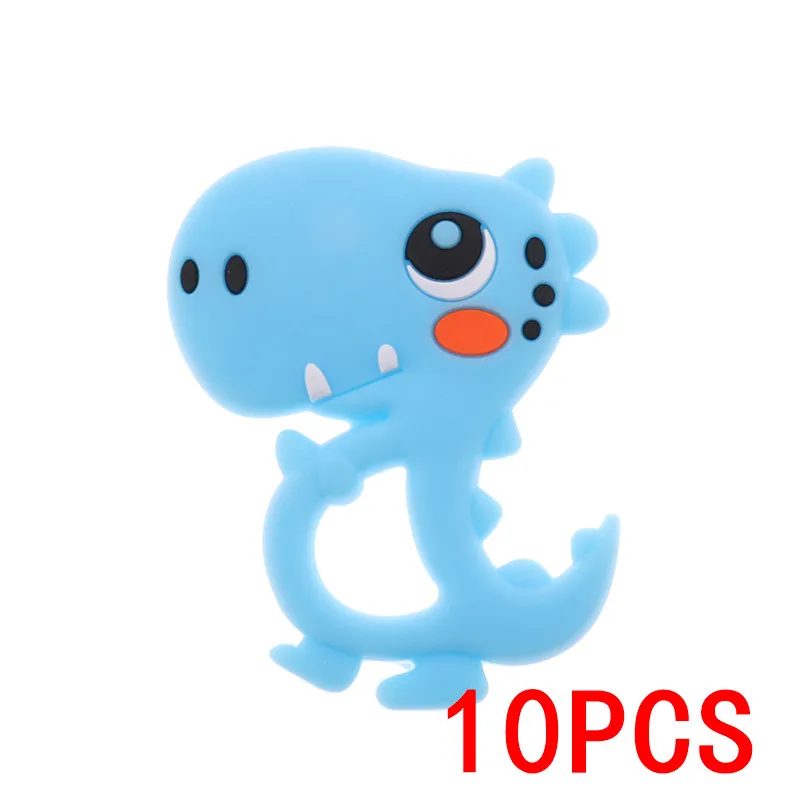 Dinosaur-Blue Bpa бесплатно 10 шт. милый динозавр силиконовая Детская Подвеска-Прорезыватель для зубов ожерелье коала Дракон пищевой подарок для кормления Единорог енот - Цвет: Dinosaur-Blue