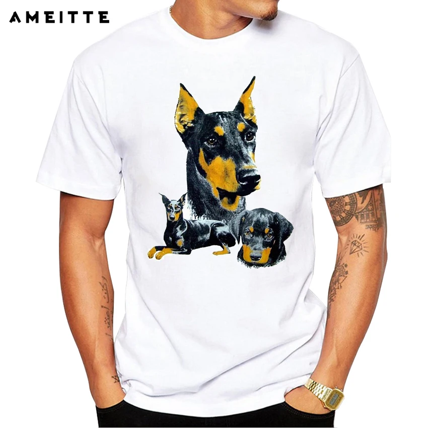 2019 AMEITTE Doberman T-Shirt Fashion dog pincher Printed T Shirt Summer Hipster Streetwear Tops Tee Camiseta | Мужская одежда