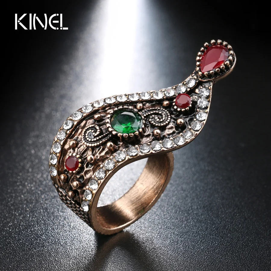 Популярные турецкие ювелирные изделия Kinel античные кольца для женщин Уникальный