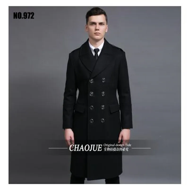 Новый осенне зимний мужской шерстяной Тренч пальто 2018 брендовая Мужская