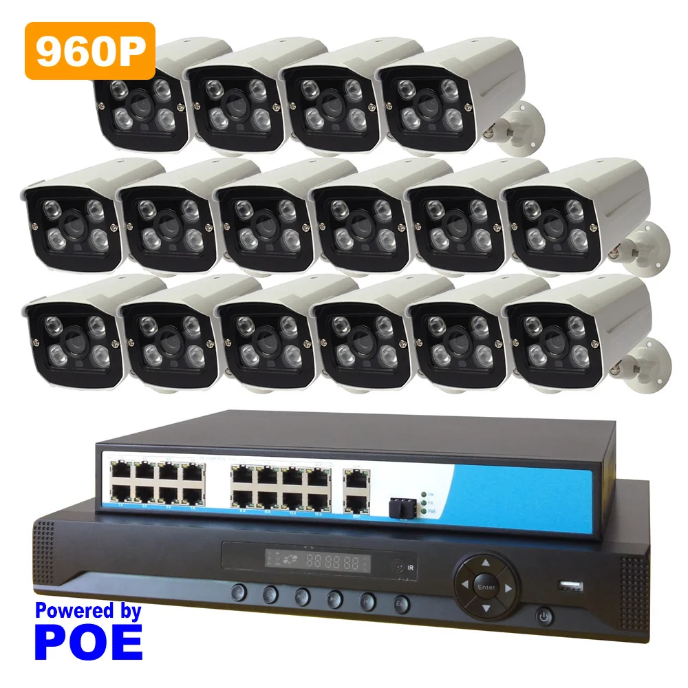 Система видеонаблюдения POE 16 шт. каналов Переключатель PoE + 960 МП|poe security system|surveillance