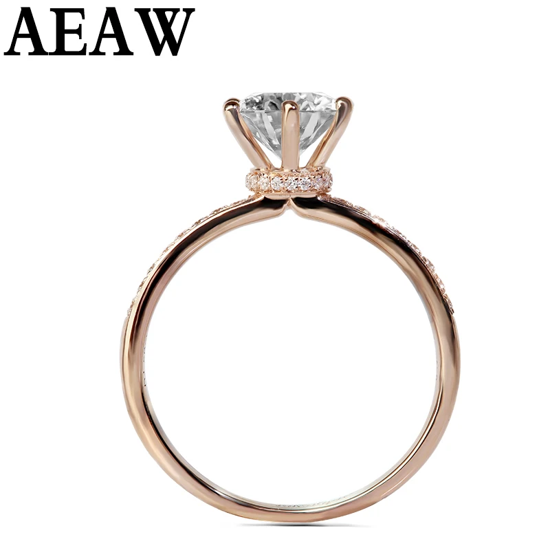 Женское кольцо с бриллиантами обручальное из розового белого золота DF VVS1 круглой