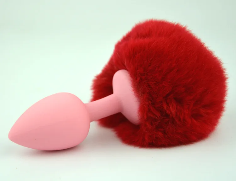 Мини лиса хвост Анальная пробка розовый Силиконовый маленький кролик buttplug
