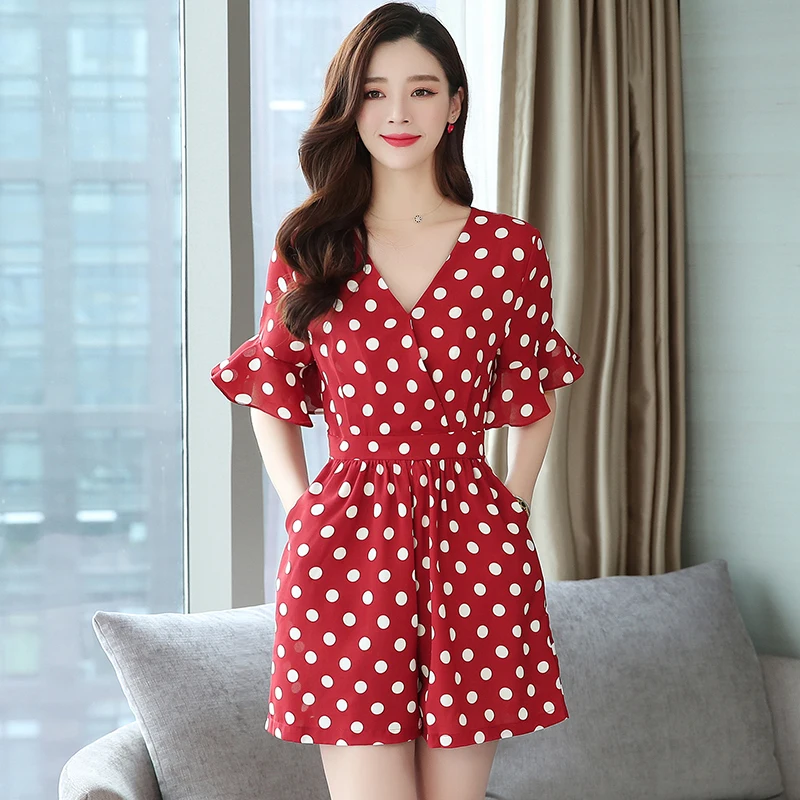 2019 летние женские свободные широкие брюки офисные карманы шифоновые в горошек