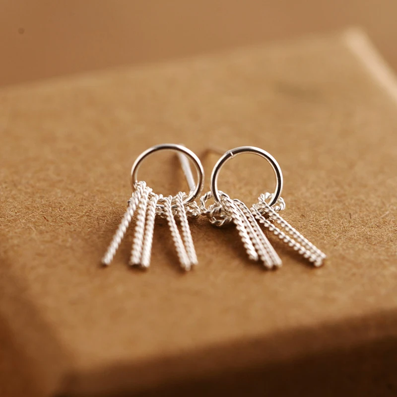 Женские серьги из серебра 925 пробы с кисточками 16 мм|earrings korean|925 sterling silver earringssilver