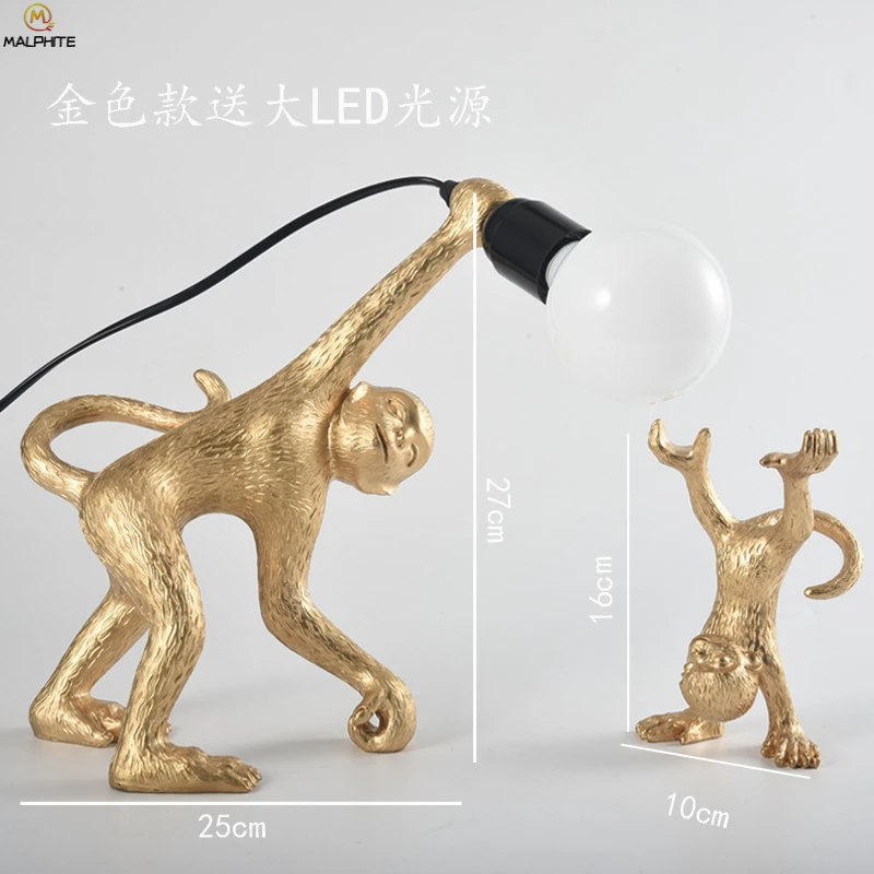

Nordic Golden Monkey Table Lamp Simple Home Deco Lamps Table Bedroom Bar Luminaria Table Light LED Eye Protection Fixtures