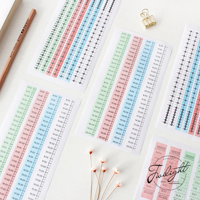 3sheets/set Time Planner Sticker Scrapbooking DIY Decoration Bullet Journal Stickers for Diary Label Notebook Stationery | Канцтовары