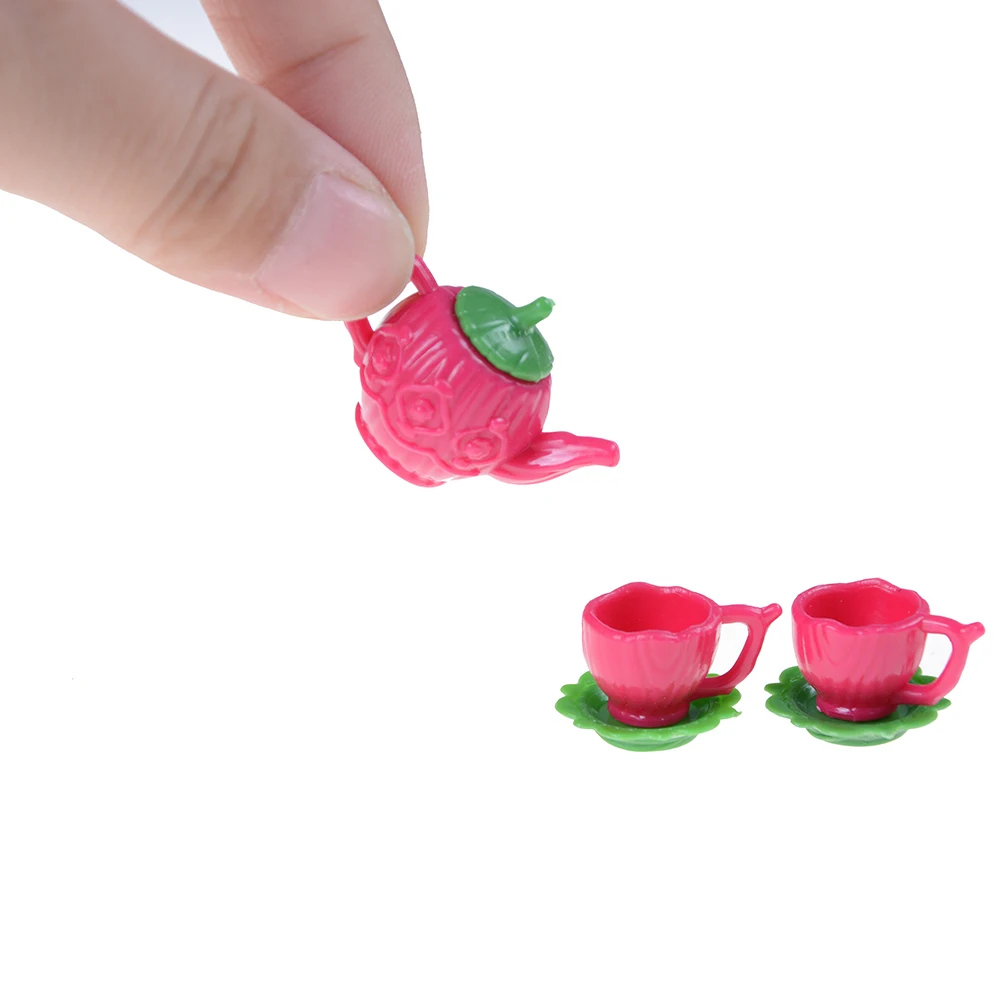 

New 3pcs/set Tea Pot Cups Plates Set Dollhouse Decor Kitchen Classic Toy Pretend Play Best Gift Girl For Doll Accessiores