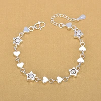 bijoux wholesale lovely heartstar charm bracelet for women silver color chain bracelets jewelry