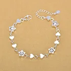 Женский браслет из серебра 925 пробы с шармами в виде сердца и звезды