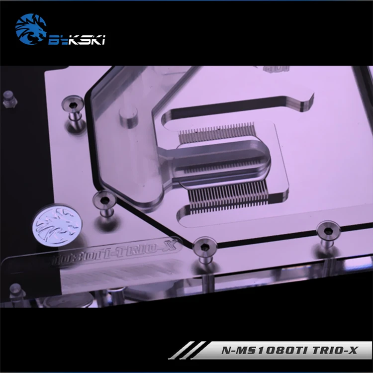Водоблок BYKSKI с полным покрытием GPU для видеокарты MSI GTX1080TI GAMING X TRIO RGB. P/N: N MS1080TI