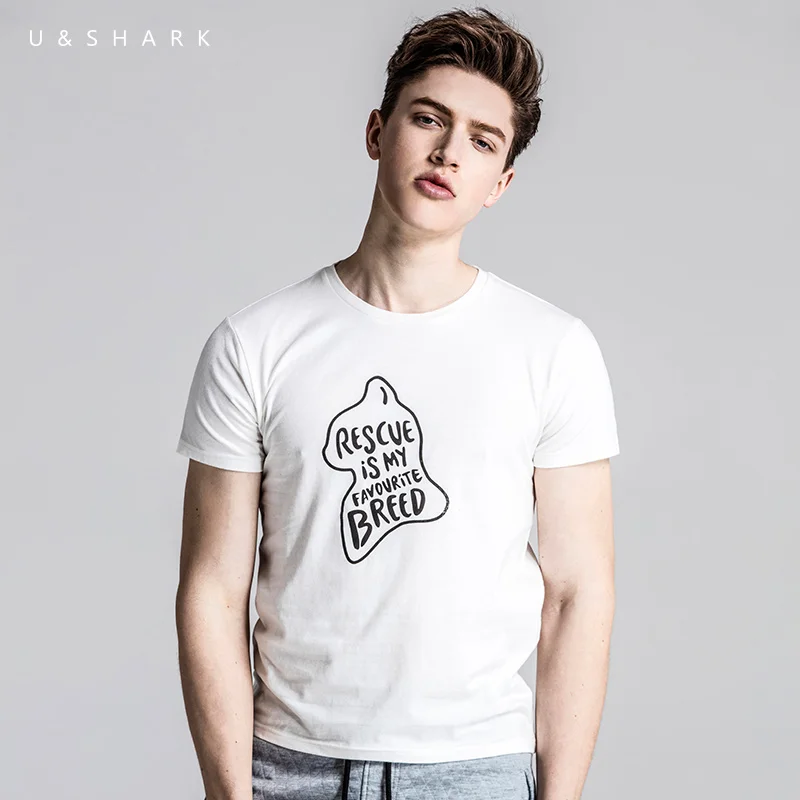 U &amp SHARK 2018 новая футболка с рисунком кота Мужская Летняя одежда 100% хлопок мужские