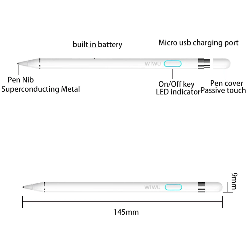 WIWU high precision Stylus pen for Apple iPhone iPad Rechargeable stylus compatible Android IOS equipment Pencil Capacitive | Компьютеры и