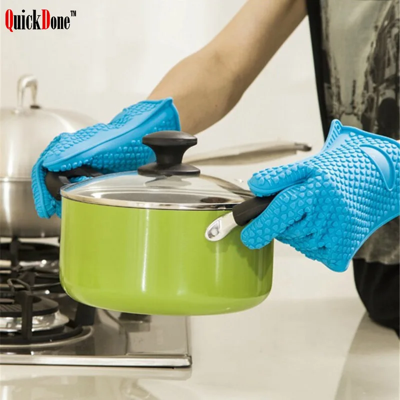 

QuickDone Heat Silicone Oven Glove BBQ Baking Pot Holder Temperature Resistant Gloves Dotted Mitt Cooking Gadget CKC1537