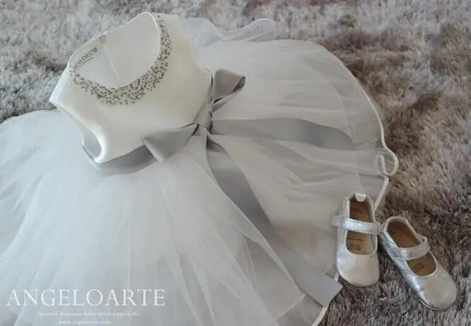 2016 г. Белые шифоновые платья на крестины для маленьких девочек Vestido batizado branco с