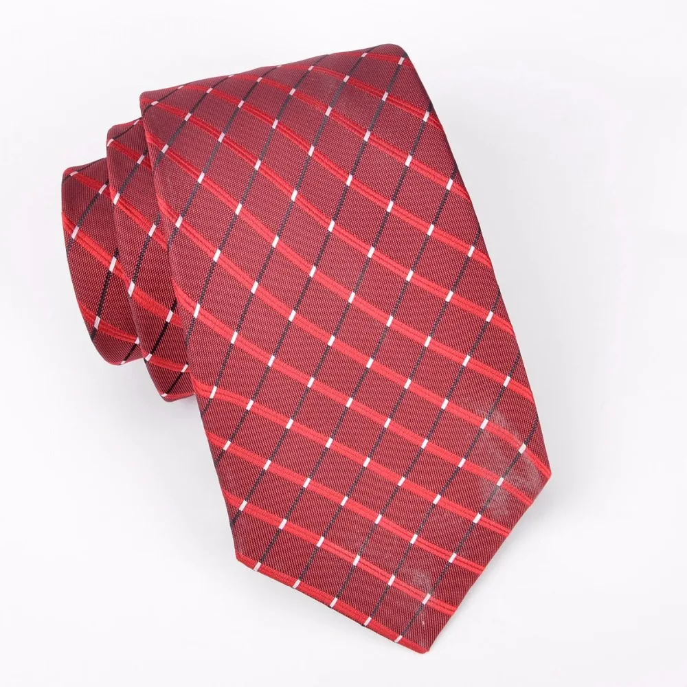 

Ikepeibao Wholeslae Custom Italian Microfiber Tie Red Striped Plaid Jacquard Woven Polyester Ties Necktie for Men