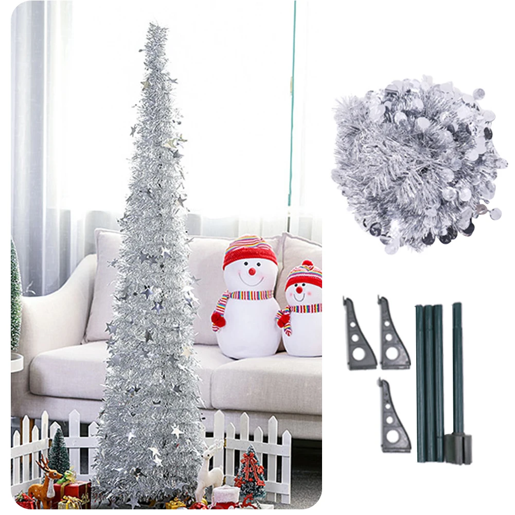 Искусственный мишуры всплывающие Рождественские елки с подставкой великолепные складной искусственная новогодняя елка Рождественские украшения