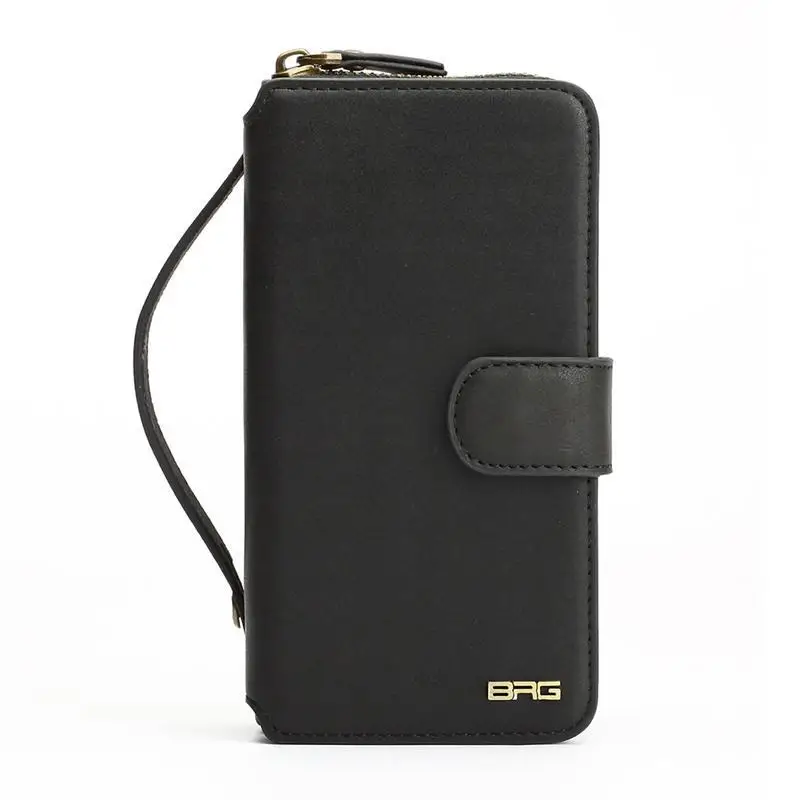 Black BRG, многофункциональный кожаный чехол-кошелек для samsung S7, S7 EDGE, S8, S9, Note8, кошелек на молнии, сумки, дамская сумочка, S10, XsMax - Цвет: Black
