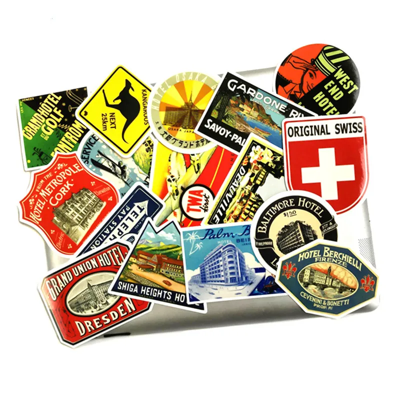 50 шт./компл. винтажный стиль знаменитые наклейки с названиями гостиниц Norepeat для Pad