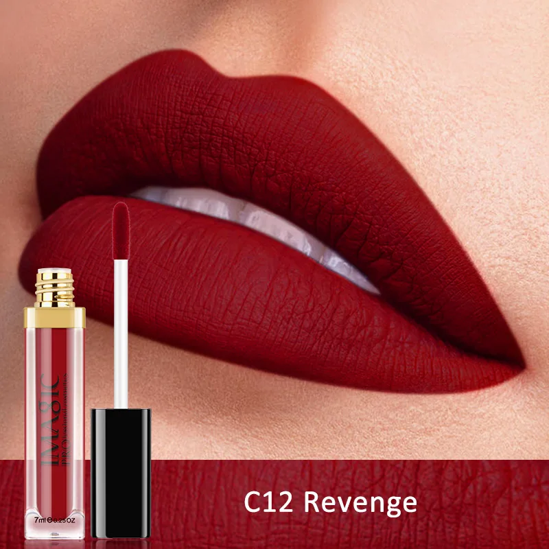 Revenge C12 IMAGIC, новинка, жидкая помада, матовая, макияж, водостойкая, красные губы, стойкий блеск, матовая черная помада, матовая, сексуальная, для губ, глазурь, комбинация - Цвет: Revenge C12