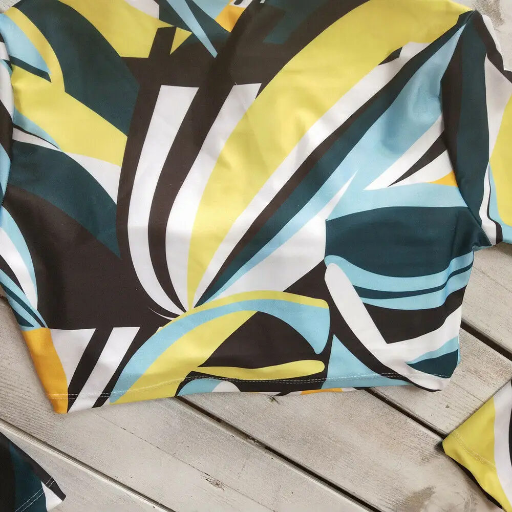 Сексуальный женский комплект бикини с длинным рукавом Цветочный на молнии