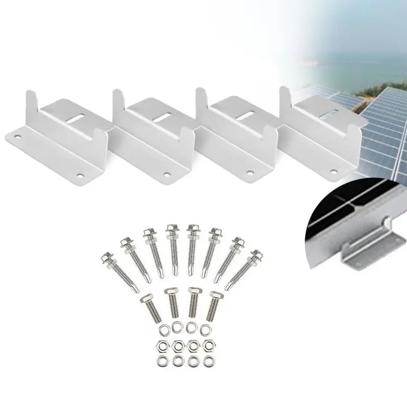 

4Pcs Solar Panel Z Style Aluminum Brackets Nuts Bolts And Washers For Mounting Solar Panels On RV Motorhomes Caravans Boats Roof